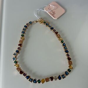 Viral Camila Coelho Multicolor Shapes Gemstone Gold Necklace